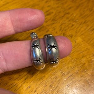 Sterling silver hoops.